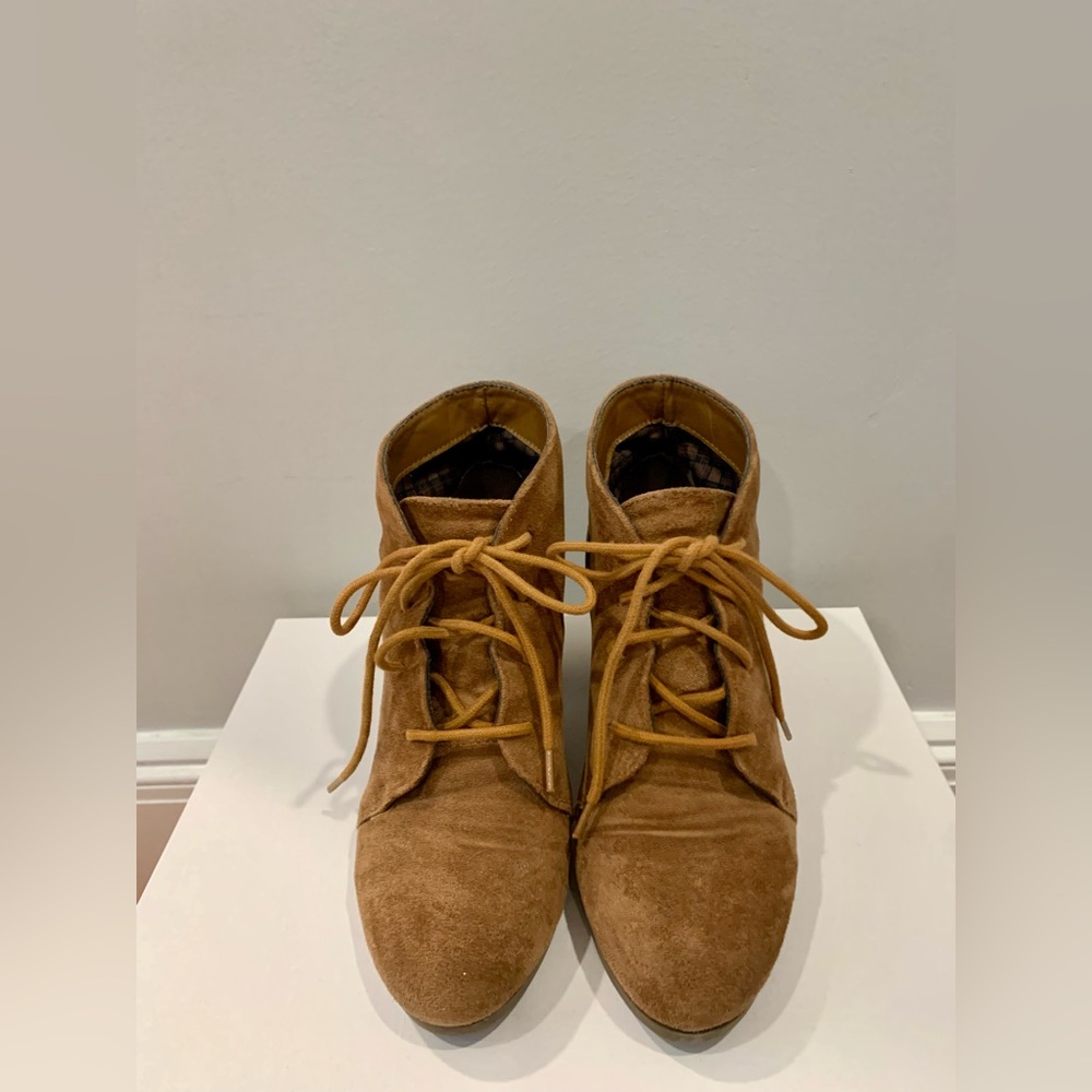 Brown Suede-like Ankle Boots